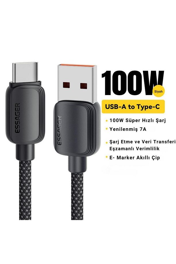 3 Metre 7a 100w E-marker Süper Hızlı Usb To Type C Şarj Data Kablosu, Akım,ısı, Güçlü Kablo - 2