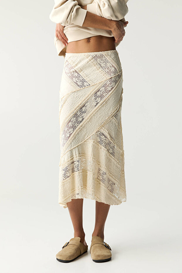Dantel midi etek - 3