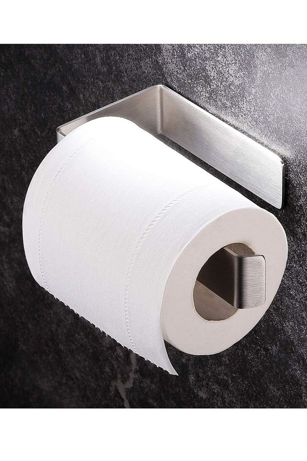 Paslanmaz Çelik Yapışkanlı Havluluk - Tuvalet Kağıtlığı - 2 Adet Askılık SET INOX - 3