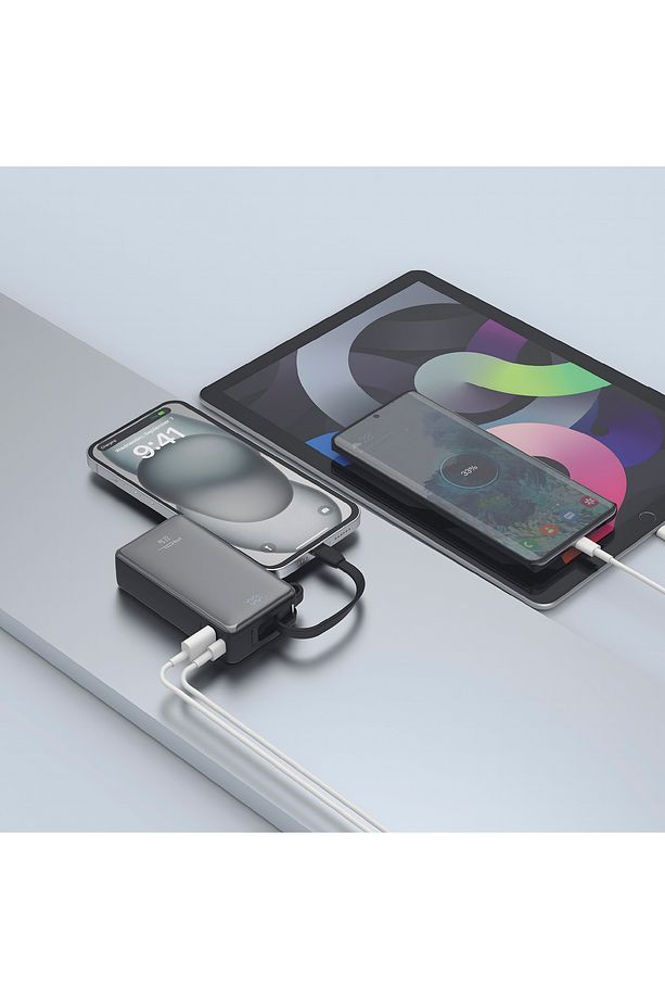Pw-109 10000mah 22.5w Süper Hızlı Şarj Powerbank - Lcd Ekranlı, Type-c Dahili Kablo, 3 Cihaz Şar - 3