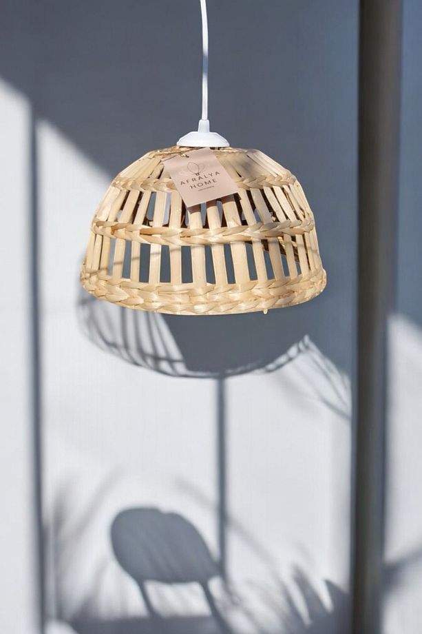 Hasır Bambu Rattan Avize 30cm İskandinav Bohem Rustik Avize Sarkıt-Salon Yatak Odası(duy Dahil ) - 1