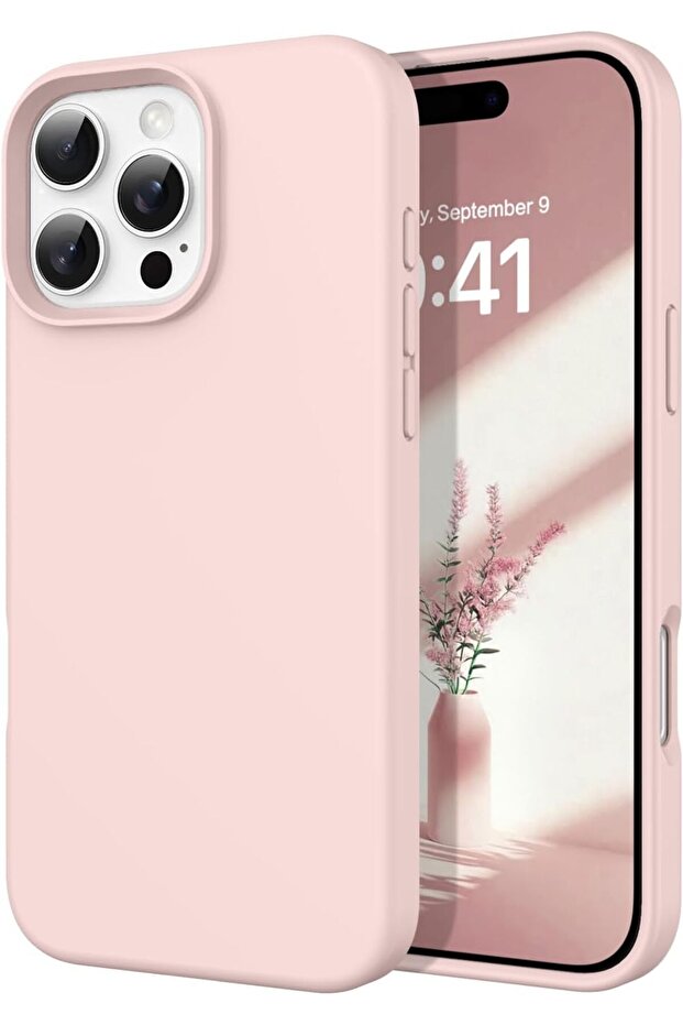 iPhone 16 Pro Launch Case with Velvet Camera Raised Silicone Cover Powder Pink