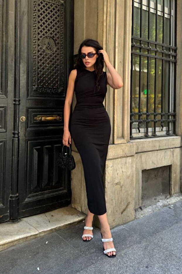 Φόρεμα Halter Neck Midi Basic - 3