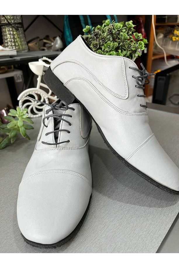 AÇIK GRİ DERİ  MASKARATLI TANGO, SALSA, BACATA, SWİNG, LİNDA HOOP ERKEK DANS AYAKKABISI - 1