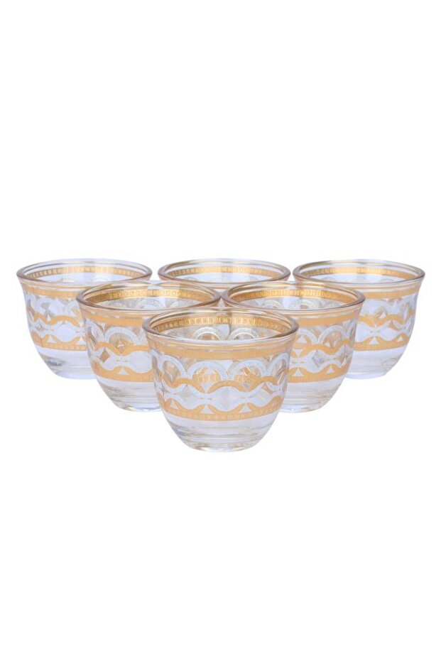 Tea And Coffee Serving Set 26 Pieces Golden Pattern Transparent - 3