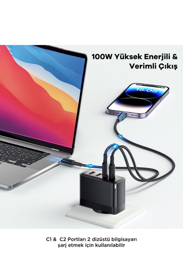 Bt-03 100w 4 Port Usb Type-c Hızlı Şarj Adaptörü - 6