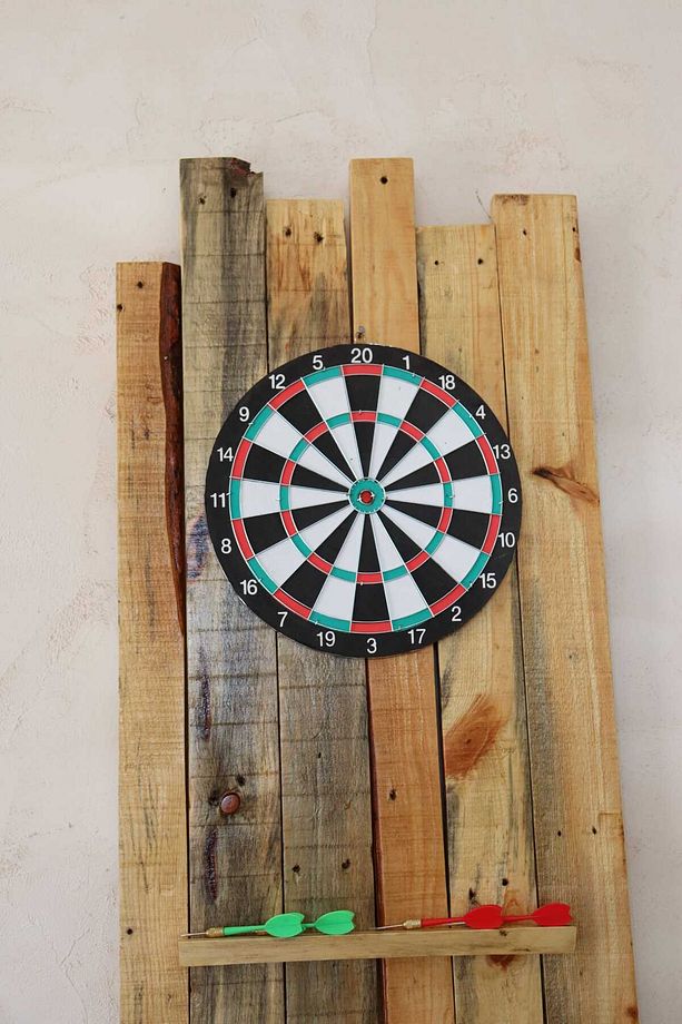 Doğal Ahşap Dart Tahtası Seti - 4