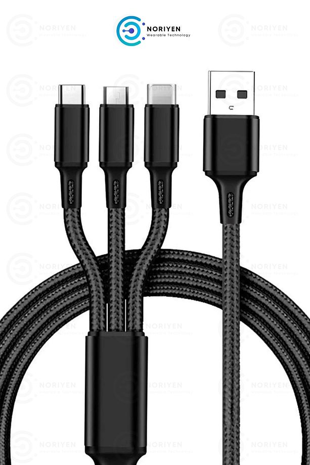 Süper Hızlı 3in1 Turbo ve Hızlı Şarj Destekli Micro + Type-C + Lightning 3 Uçlu Premium Şarj Kablosu - 8
