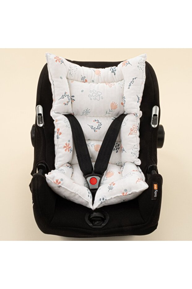 Stroller Cushion - Green Flowers