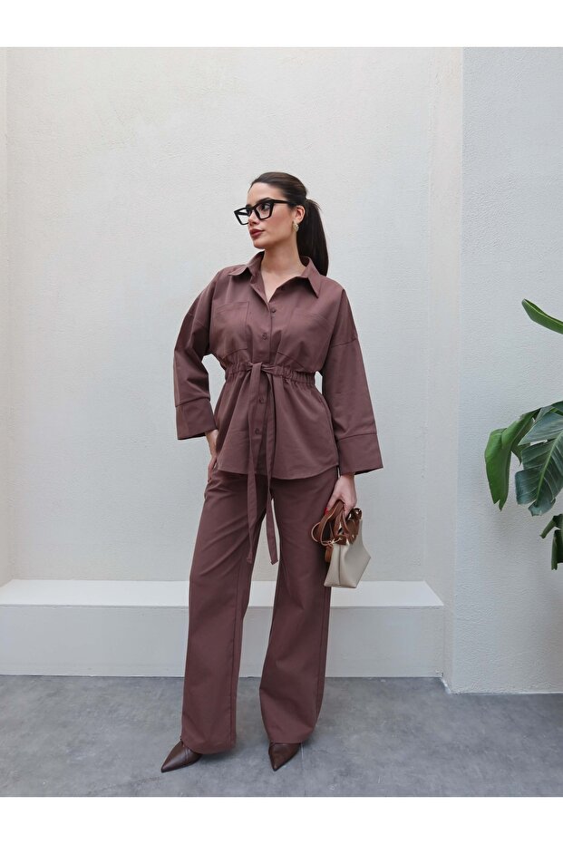 Tie Waist Shirt Pants Set