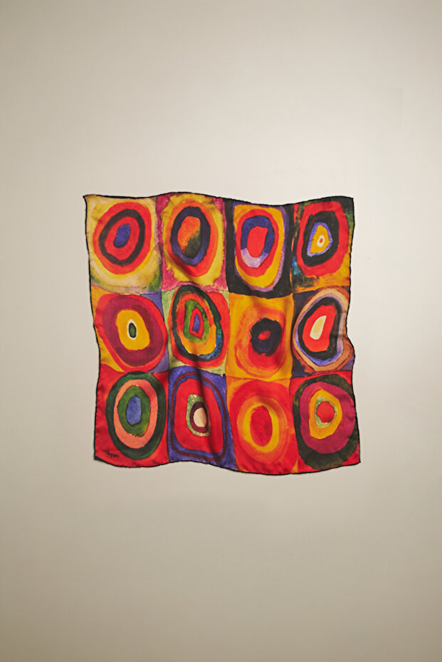 100% Silk Bandana Scarf (55X55 cm) - Kandinski Colors Study