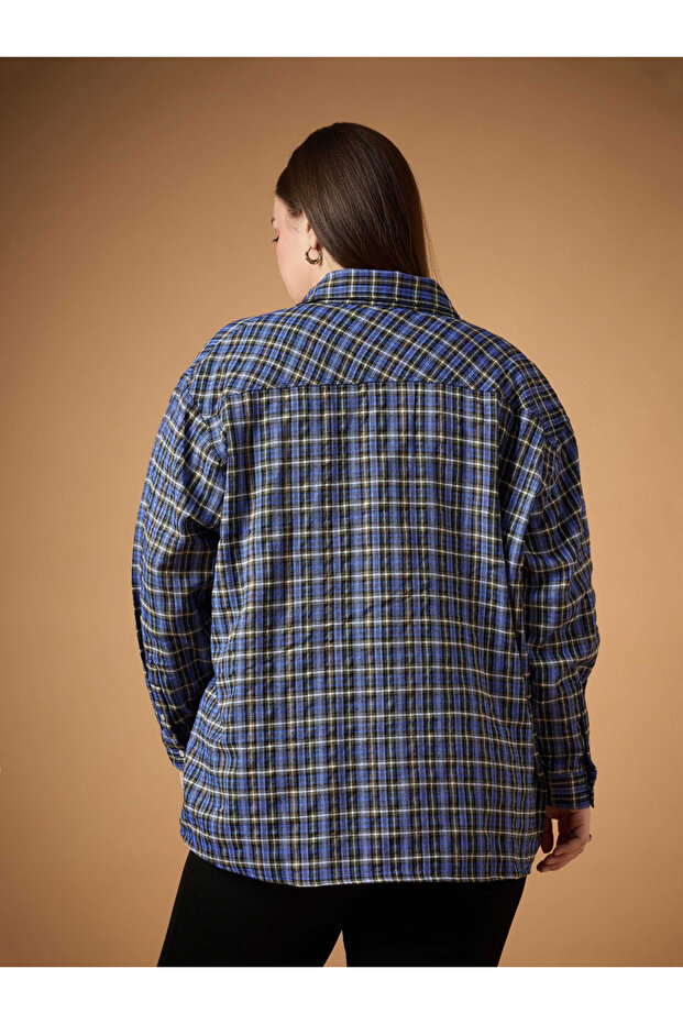 Plus Size Flannel Checked Regular Fit Buttoned Shacket - 6
