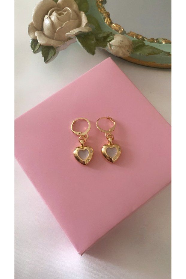 Asia by Leuvoie Pearl Enamel Heart Earrings