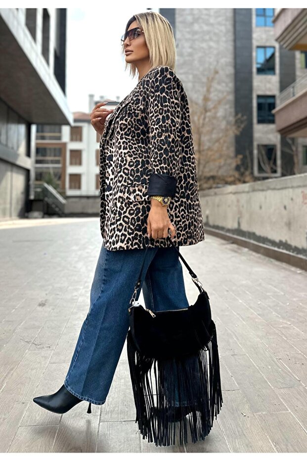 88761 Yün Efekti Leopar Ceket Leo - 4