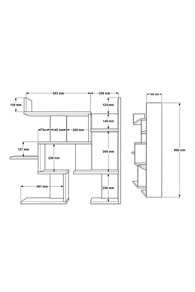 Shelf 26 Duvar Rafı Sepet-Antrasit WL26-SA - 5