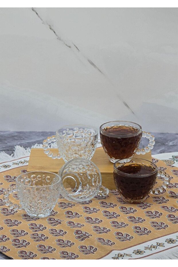 Cherry Glass Cup Set - Set of 6 Tea Coffee Glasses - 50 ml