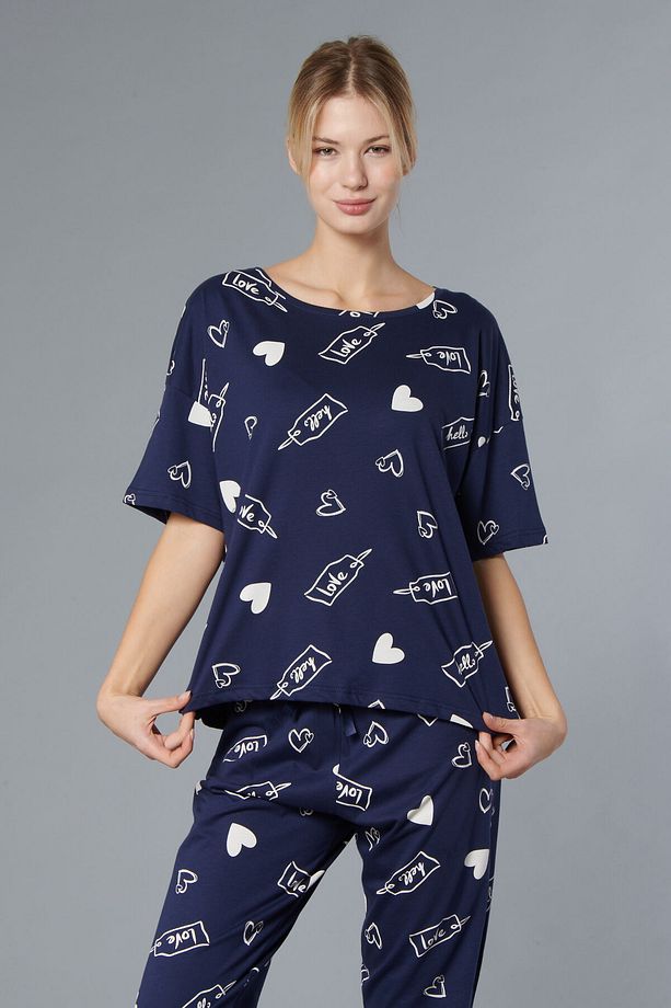 Kalpli Pijama Takımı %100 Pamuk Kadın Pijama Takımı - Oversize 4 Mevsim [2025- Sprıng] - 6