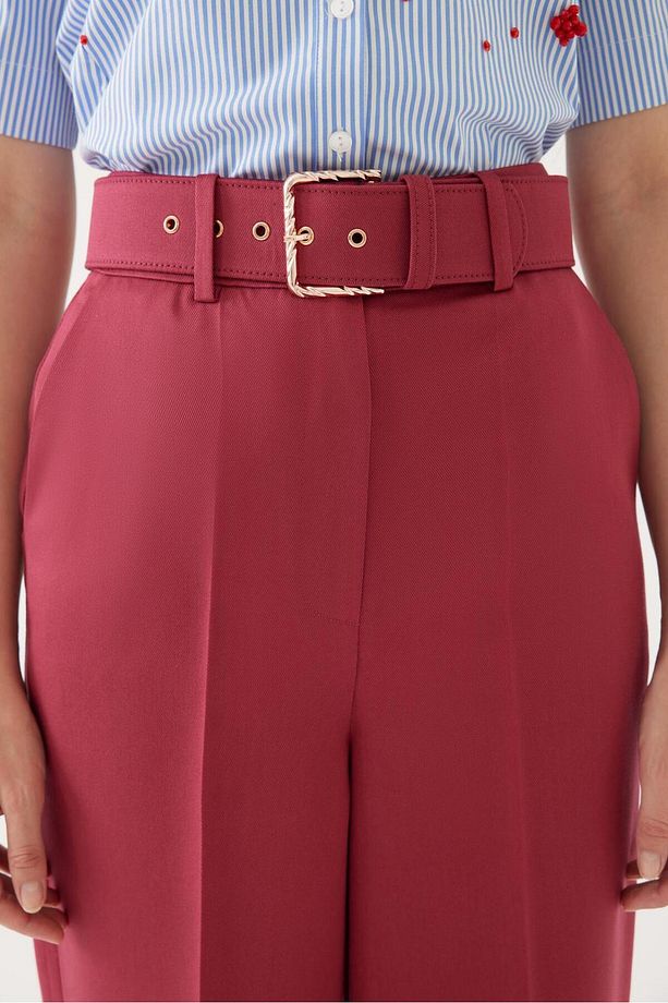 Geniş Paça Regular Yüksek Bel Pantolon - 3