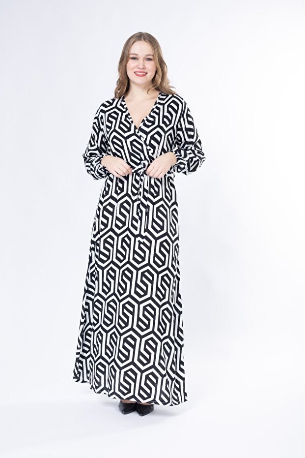 ROCHIE LUNGĂ CU MÂNECĂ LUNGĂ ȚESUTĂ DE VARĂ - 5