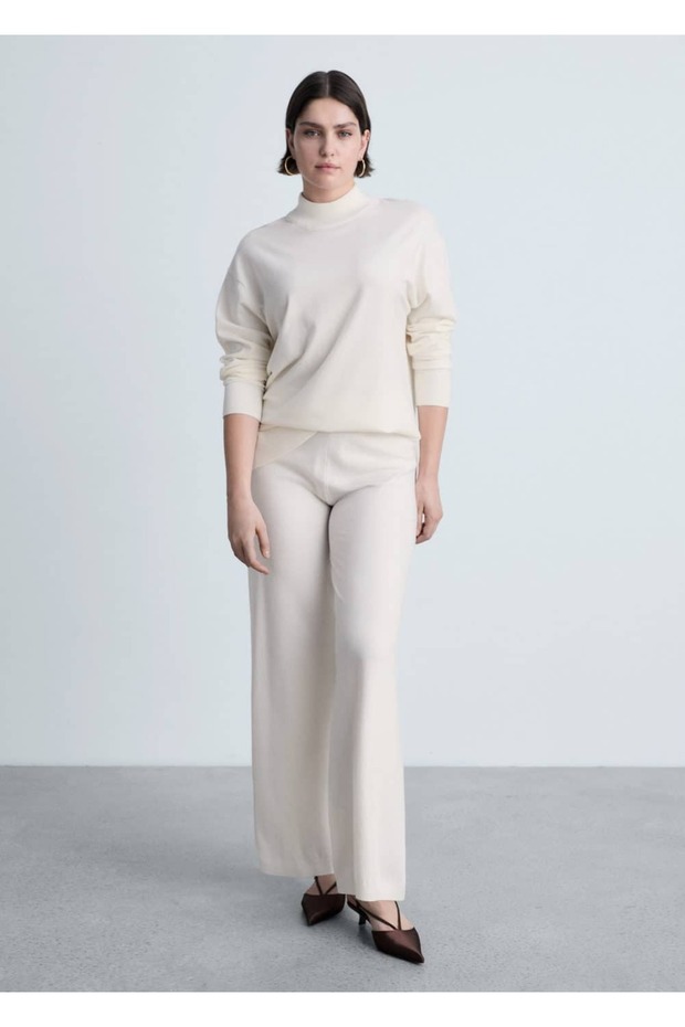 Dünne gestrickte Hose mit weitem Bein - 7