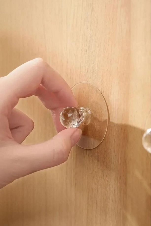 4 Adet Kristal Topuzlu Yapışkanlı Dolap Çekmece Kapak Tutma Kulpu Takı, Havlu Asmak İçin Kulp - 6