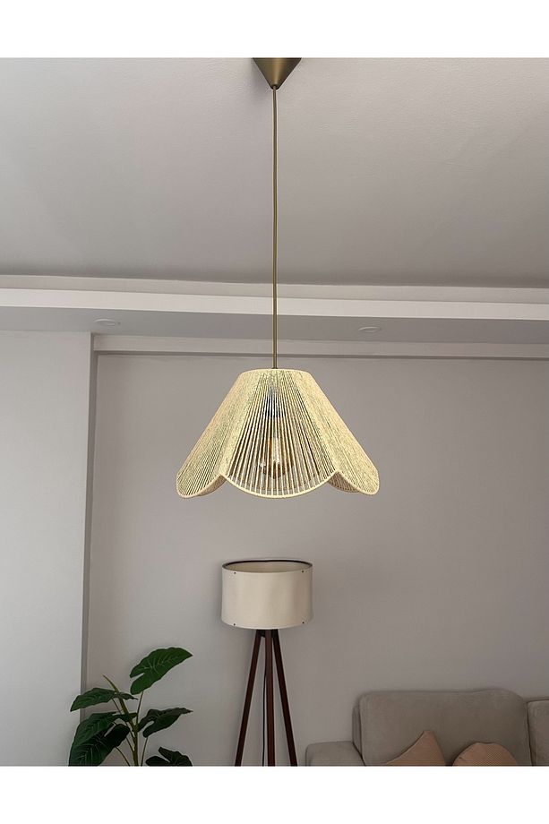 HASIR EL YAPIMI BOHEM ÇİÇEK ŞEKİLLİ RUSTİK AVİZE SALON BEBEK ÇOCUK ODASI YATAK ODASI AVİZE - 7
