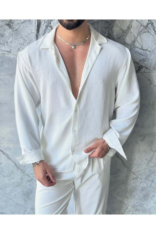 Men's Aerobin Crepe Shirt - Summer Oversize
