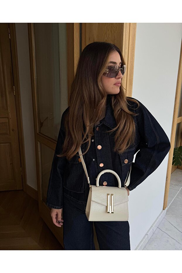 Gold Double Buckle Bag Cream