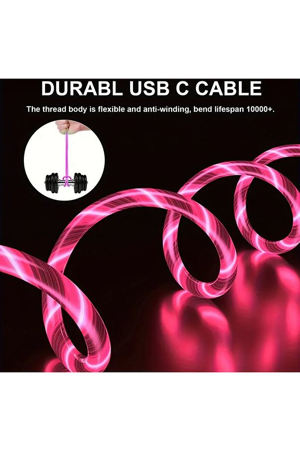 1 Adet USB Type C Kablosu LED Işıklı Şarj Kablosu Samsung/Xiaomi/Vivo RedmiUSB C Akıllı Şarj Kablosu - 2