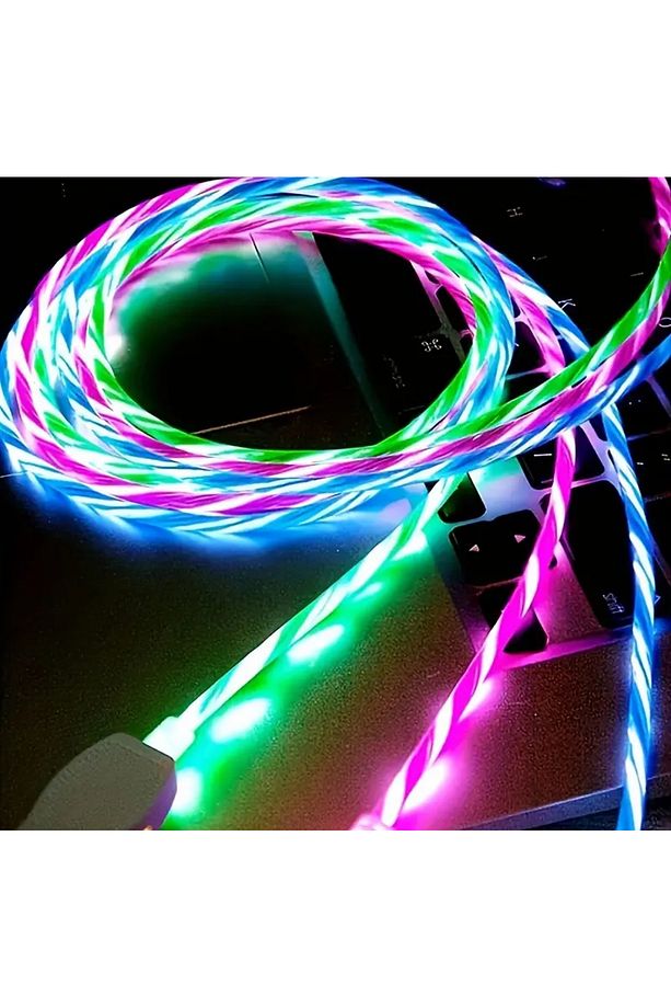 1 Adet USB Type C Kablosu LED Işıklı Şarj Kablosu Samsung/Xiaomi/Vivo RedmiUSB C Akıllı Şarj Kablosu - 4