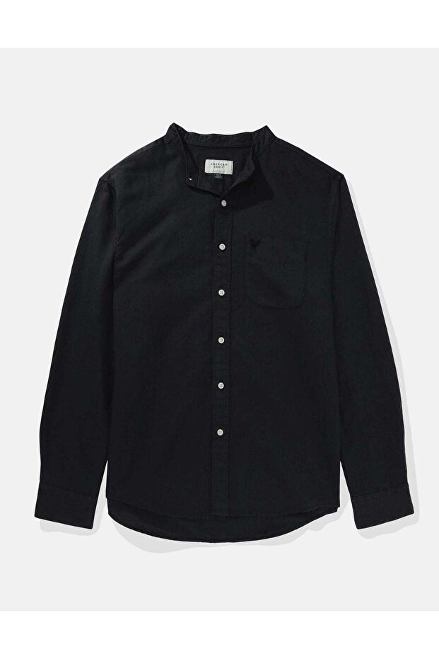 قميص AE Band Collar من الكتان بأزرار - 3