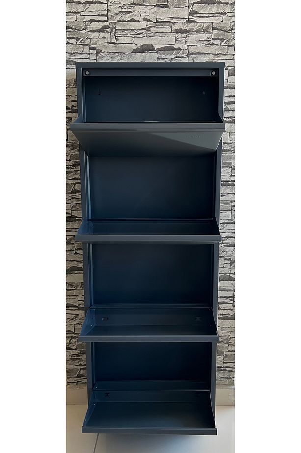4’lü metal ayakkabılık, kapı önü ayakkabılık, antrasit gri ayakkabılık, çekmeceli ayakkabılık - 2