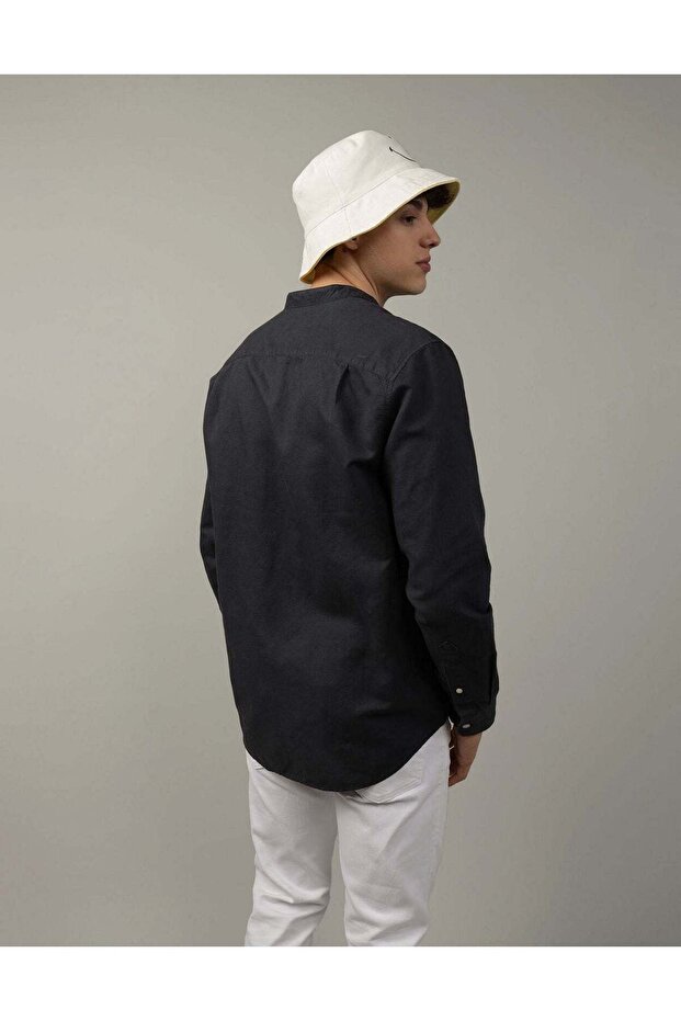 قميص AE Band Collar من الكتان بأزرار - 2