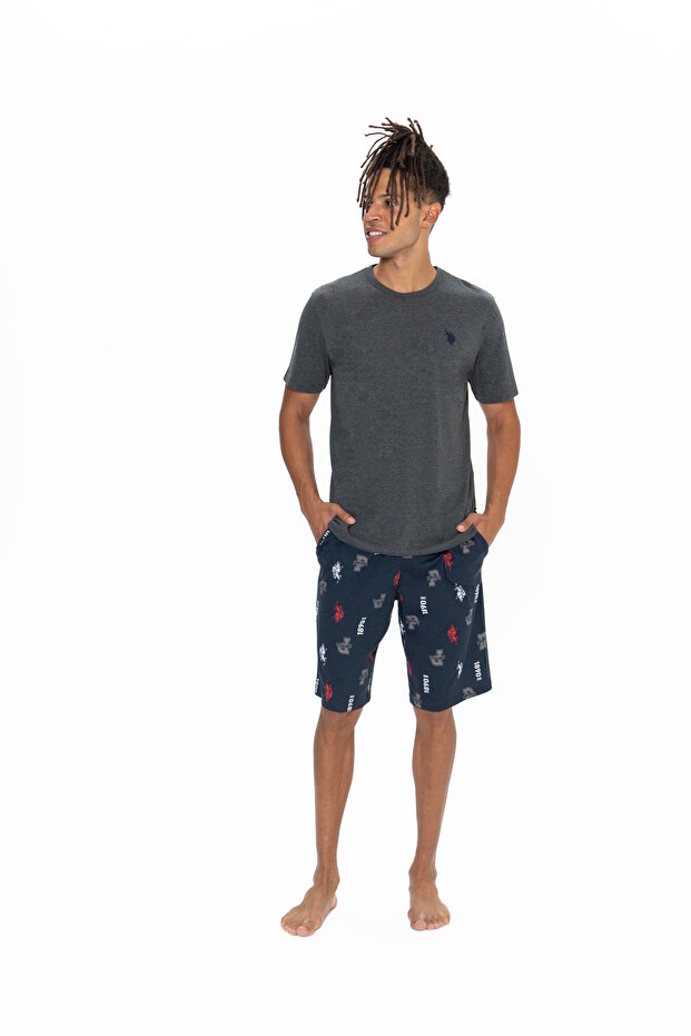 Men's Anthracite Melange Shorts Set - 18867