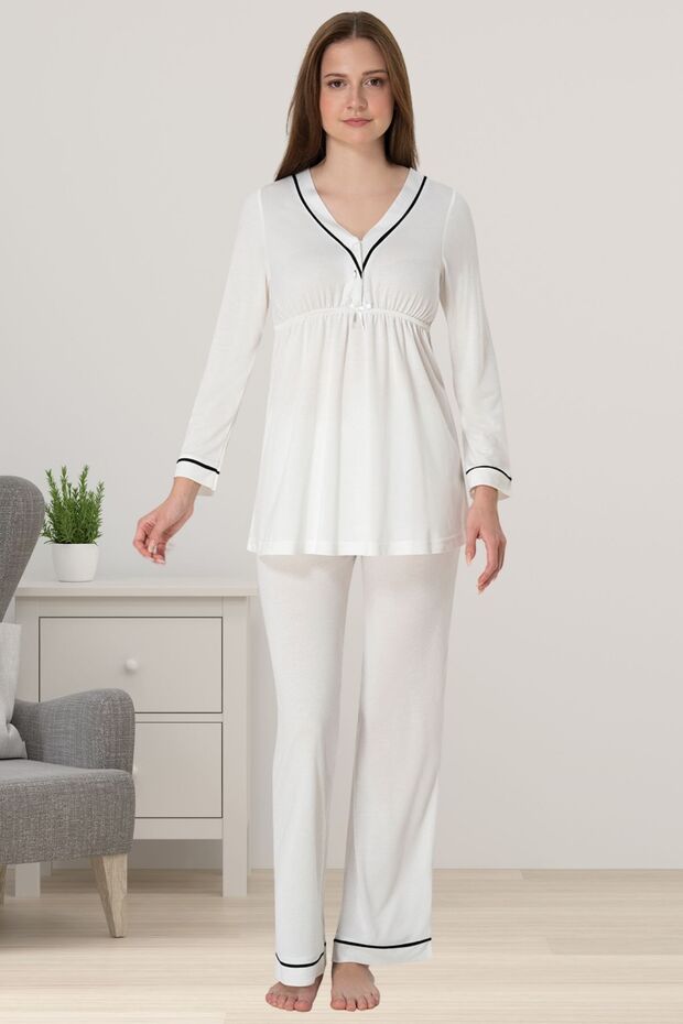 Effortt Ecru Maternity Maternity Pajama Set