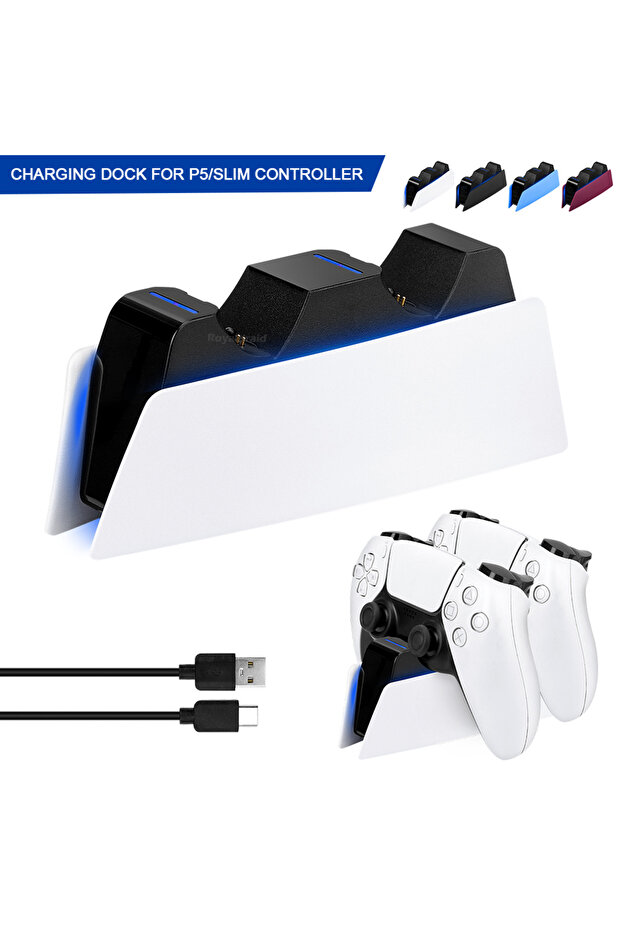 White NEW Fast Dual Charging Station For PS5 Dual Wireless Game Controller Handle Charging Dock Stan - 1