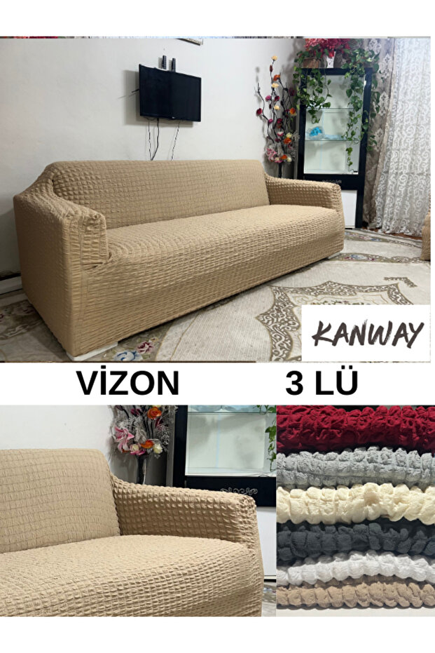 Bürümcük 3-Seater Seat Cover Stretch Stretch Elasticated Sofa Bed Sofa Cover Without Skirt