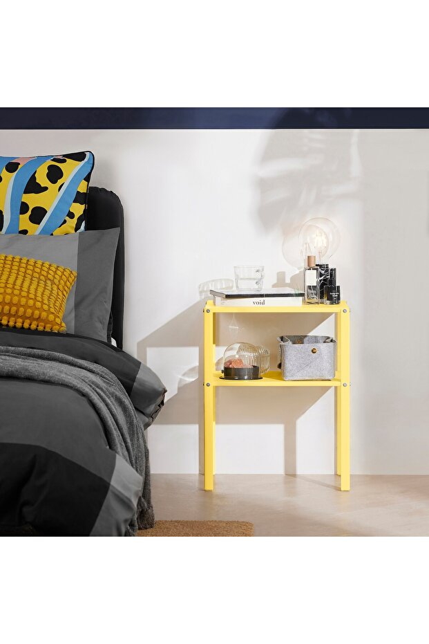 طاولة بجانب السرير، صفراء زاهية، 42×34 سم - 2