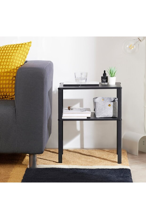 طاولة بجانب السرير، أسود، 42×34 سم - 3