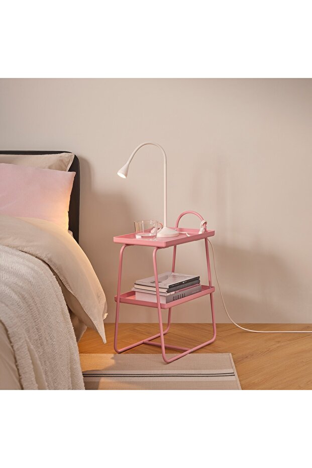 طاولة بجانب السرير/وحدة رفوف، وردي - 3