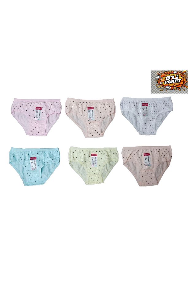 Kız Çocuk Empirme Elastan Külot/Slip 6 Adet - 1