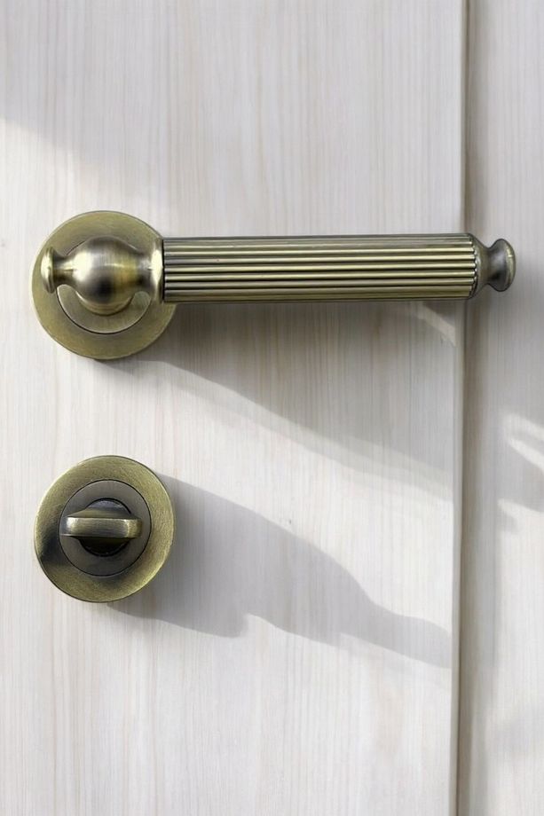 Kapı Kolu Antik Sarı Kapı Kolu Rustik Kapı Kolu Takımı Antik Kapı Kulpu Wc Rozetli - 5