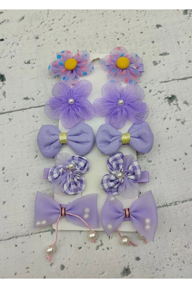 10-Piece Flower Bow Pattern Mixed Figure Girl's Buckle Set
