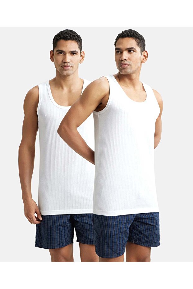 Comfort Plus Drop Needl Vest 2Pcs Pck 8816-02 White