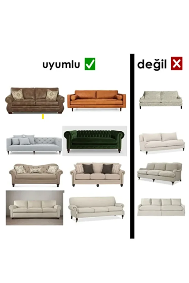 Streç Lastikli Esnek Yikanabilir Kare Desen Berjer Kotuk Örtüsü Takımı 3+3+1+1 - 4