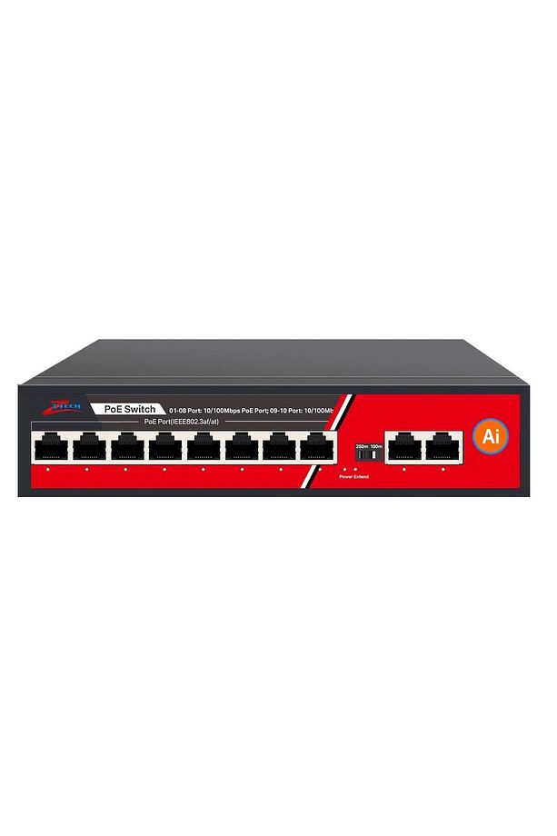 Ztech Zr-1008g 8 Port Poe 2 Uplink Switch (125W) 10/100mbps Yapay Zeka 125w - 1