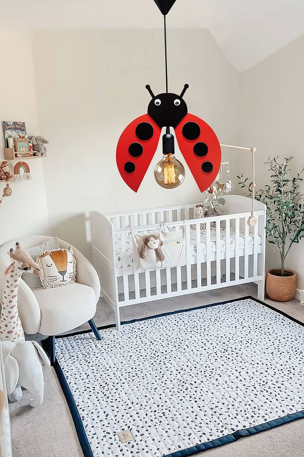 Ladybug Sevimli Uğur Böceği Sarkıt Avize Bebek Çocuk Odası  Modern  Dekoratif Rustik Tekli Avize - 3