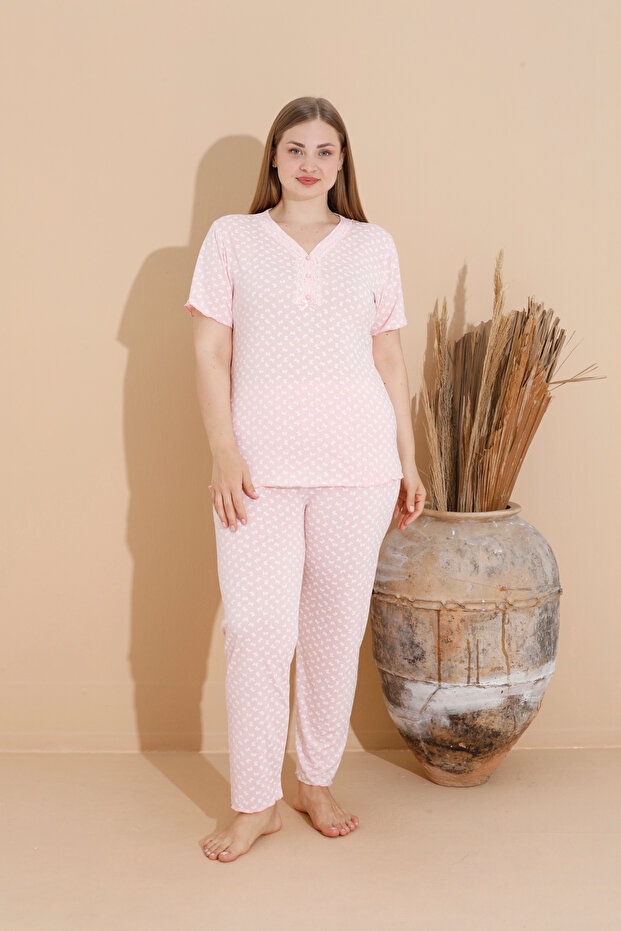 Women's 100% Cotton Short Sleeve Plus Size Pajamas Set 50200