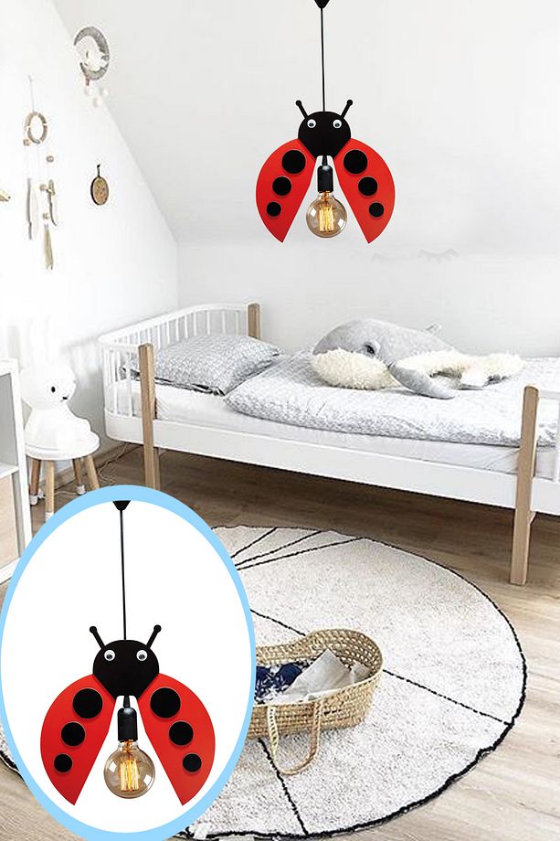 Ladybug Sevimli Uğur Böceği Sarkıt Avize Bebek Çocuk Odası  Modern  Dekoratif Rustik Tekli Avize - 2