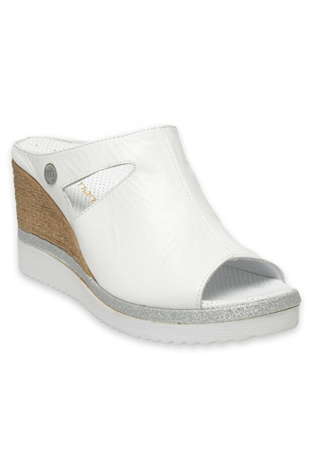 D25Yt-1455Z Daily Wedge Heel Women's White Slippers